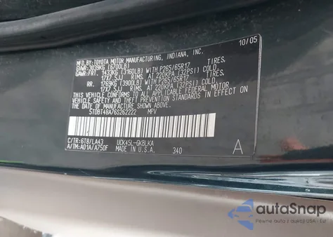 2006 Toyota Sequoia Limited V8 from USA, damaged, VIN 5TDBT48A76S262222